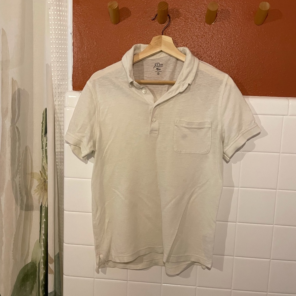 Rare white woven polo